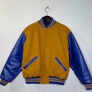 Vtg Varsity Letterman Jacket Game Sportswear Leather & Wool Men's L